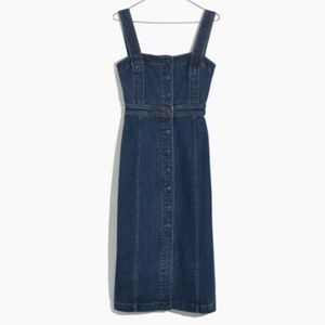 EUC Madewell covered button denim midi dress sz 8